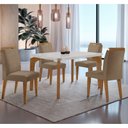 Ver imagem 1 de Conjunto Sala de Jantar Mesa Liz 120cm Mdf Canto Copo e 4 Cadeiras Athenas Moderna