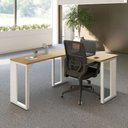 Ver imagem 1 de Escrivaninha em L Industrial 150 cm X 150 cm Escritório Corporativo F5 Office Cor:Macadâmia com