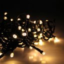 Ver imagem 2 de Cordão com 50 Lampadas de Led Formato Pequena Gota 5 Metros Fio Verde Escuro Branco Quente