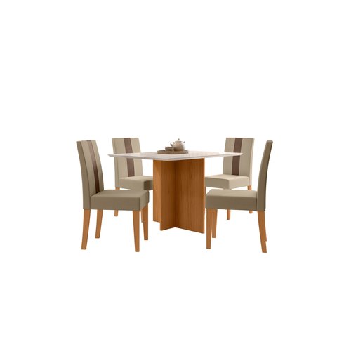 Mesa Jantar Helo 120x90 Cm Freijo/off White -tampo Vidro