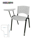 Ver imagem 3 de Cadeira Universitária Plástica Branca 10 Unidades Prancheta Plástica - Ultra Móveis