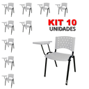 Ver imagem 2 de Cadeira Universitária Plástica Branca 10 Unidades Prancheta Plástica - Ultra Móveis