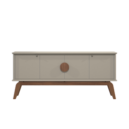 Aparador Buffet Balcão Organizador 4 Portas Mdf Pé Madeira:gianduia - 1