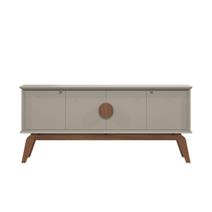 Aparador Buffet Balcão Organizador 4 Portas Mdf Pé Madeira:gianduia