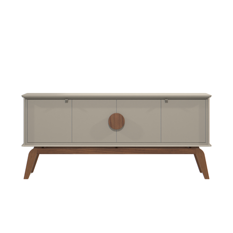 Aparador Buffet Balcão Organizador 4 Portas Mdf Pé Madeira:gianduia