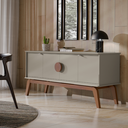 Ver imagem 7 de Aparador Buffet Balcão Organizador 4 Portas Mdf Pé Madeira:gianduia