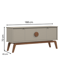 Aparador Buffet Balcão Organizador 4 Portas Mdf Pé Madeira:gianduia - 4