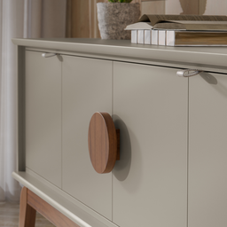 Aparador Buffet Balcão Organizador 4 Portas Mdf Pé Madeira:gianduia - 8