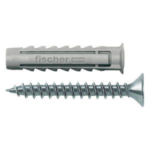 Cartela de Buchas Sx 10x50mm e Parafusos Cabeça Chata com 5 Unidadades - 603055 - Fischer