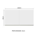Ver imagem 3 de Armário de Cozinha Aéreo 120 cm 2 Portas Branco Glamy Madesa