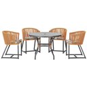 Ver imagem 1 de Mesa com 4 Cadeiras de Jantar Roma 100cm e Noronha em Aluminío Preto Corda Nautica Estofado 6 Trama