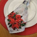 Ver imagem 2 de Kit 4 Guardanapos de Tecido Flor de Natal Vermelho Cinza 40cmx40cm