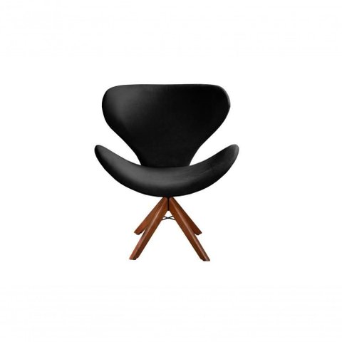 Poltrona Isis Decorativa Base Giratoria Madeira Veludo Espuma D26 Preto 410 Bella Decor