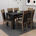 Ver imagem 1 de Mesa Tampo de Madeira com 6 Cadeiras Preto Rustic Preto