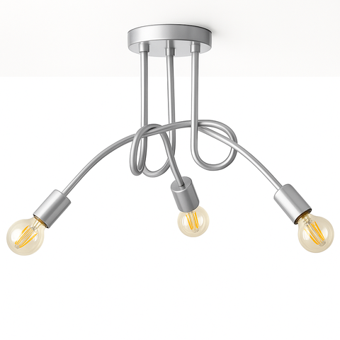 Plafon Laço Aluminio Teto e27 3 Luzes Lumini Lab - Prata Liso