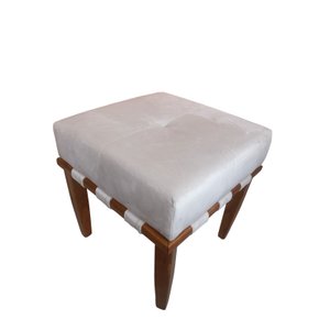 Banqueta Puff Quadrado Bege Pé Palito
