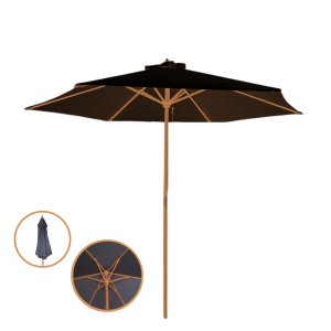 Ombrelone Guarda Sol Sombreiro Central Praia Piscina 2,4m Retrátil Topo Fixo Ventilado Estrutura Mad