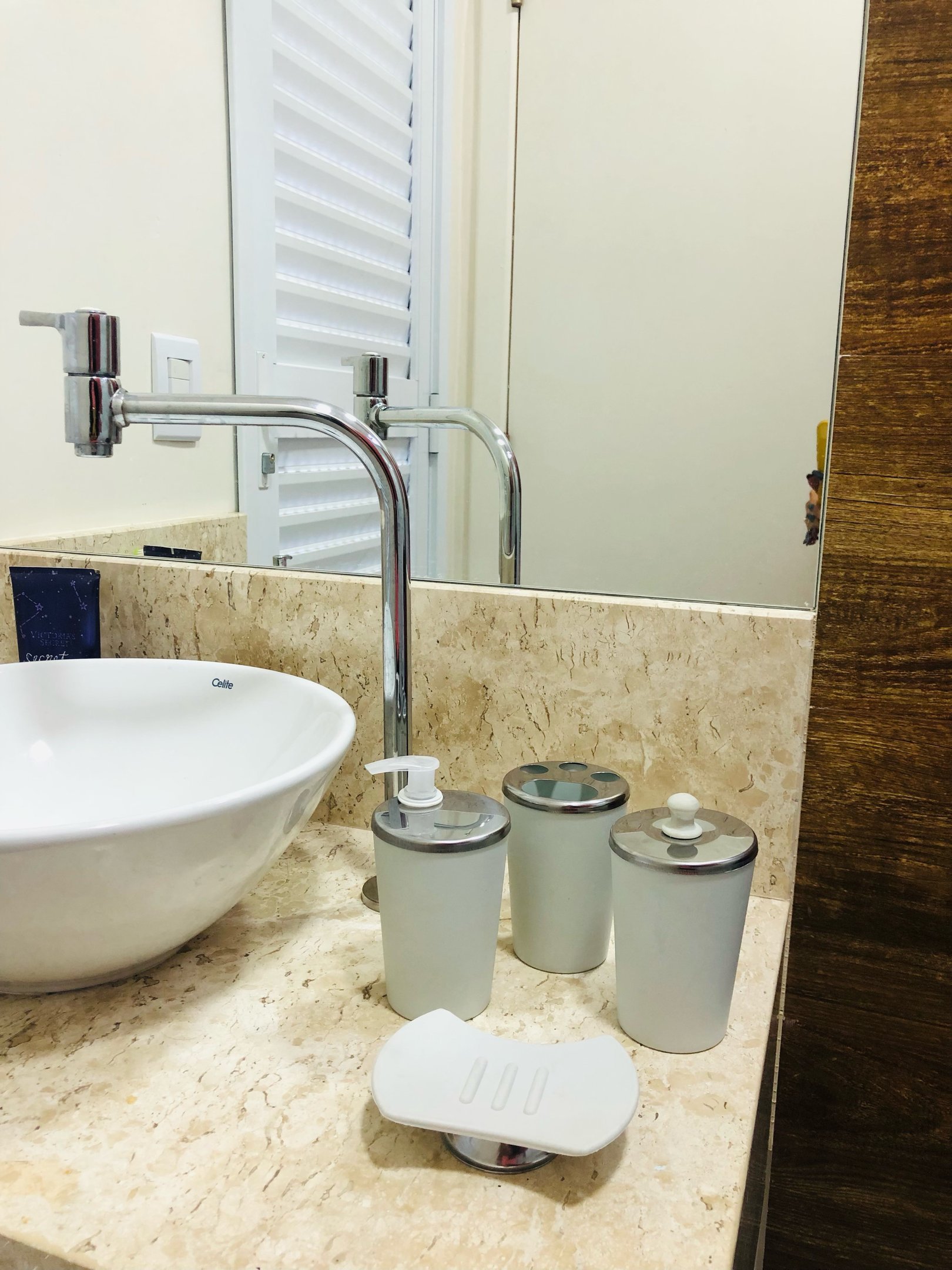 Kit Banheiro Aço Inox Lavabo Decorado 4 Peças Saboneteira:Gelo - 9