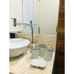 Kit Banheiro Aço Inox Lavabo Decorado 4 Peças Saboneteira:Gelo - 9