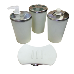 Kit Banheiro Aço Inox Lavabo Decorado 4 Peças Saboneteira:Gelo - 1
