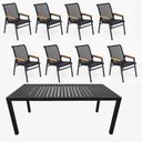 Ver imagem 1 de Jogo de Mesa Ripada 8 Cadeiras Praia de Jardim Piscina Jantar Preto