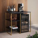 Ver imagem 1 de Aparador Adega Industrial Bar Barzinho Bourbon Aço Dourado e Preto 80 Cm