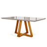 Mesa de Jantar Tripoli 135cm C/ Tampo de Vidro e Madeira - Off White/peroba - 1