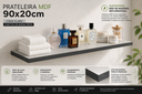 Ver imagem 2 de Kit 3 Prateleiras MDF 60x20cm Flutuantes Cinza Suporte Invisível