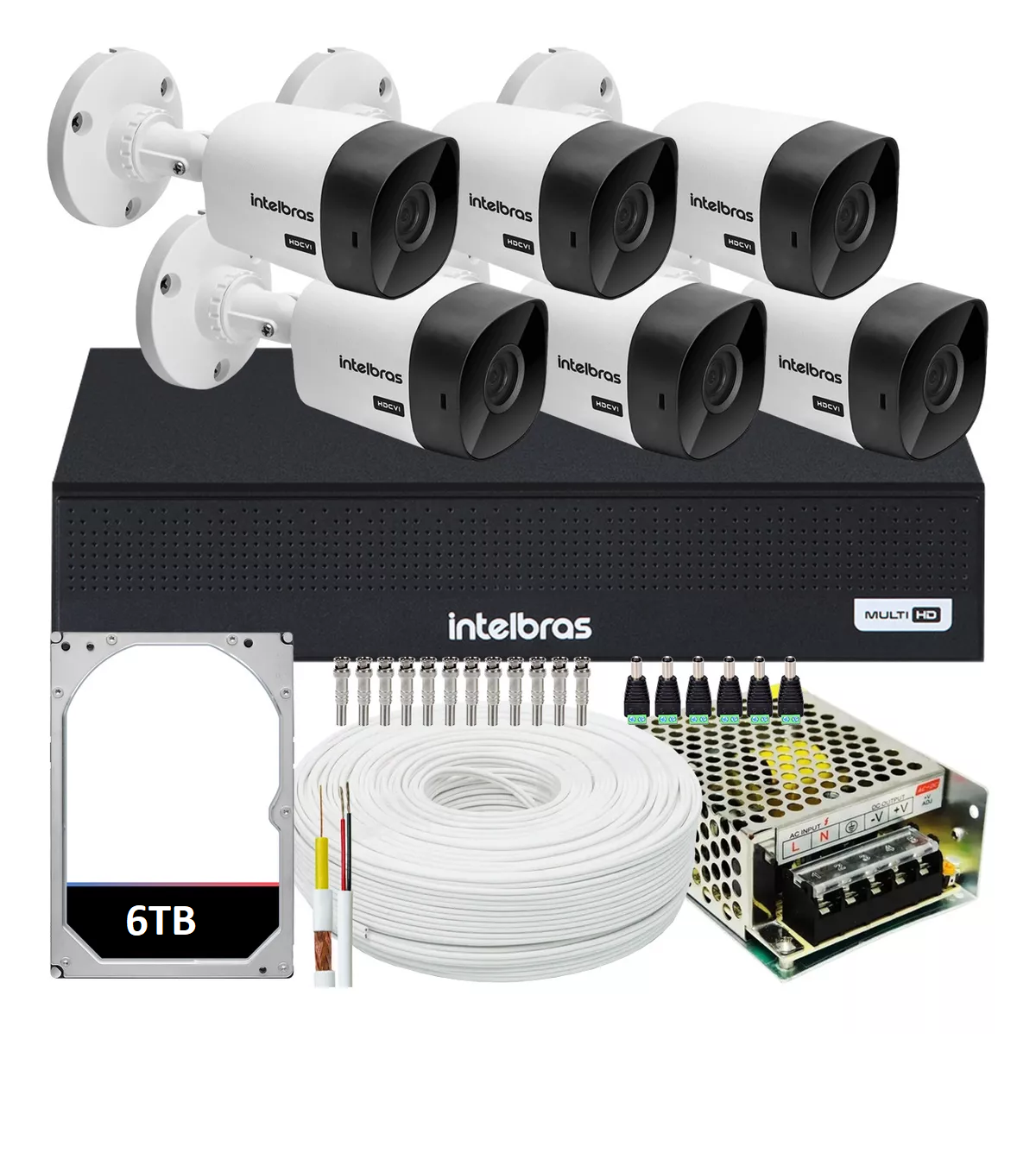 Kit Cftv 6 Câmeras Segurança Intelbras Dvr 8 Canais com Hd 6tb