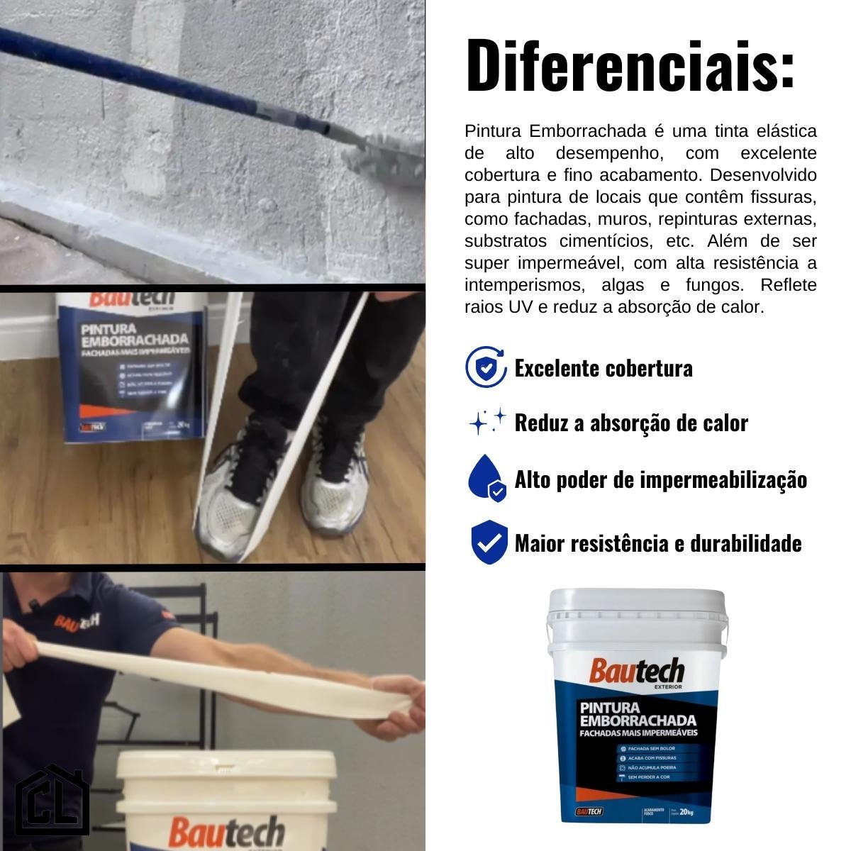 Tinta Emborrachada 20kg Bautech Platina - Resistência a Intemperismos e Fungos - 3