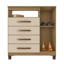 Ver imagem 6 de Kit Guarda Roupa 6P 2G c/ Espelho, Cômoda 1P 4G e Armário Multiuso 2P Carvalho Off White Clique Chi