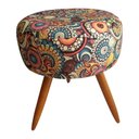 Ver imagem 3 de Kit Poltrona Decorativa Nina + Puff Redondo Suede Mosaico Pés Madeira Ms Decor