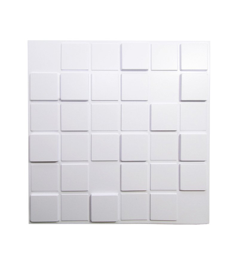 Kit 10 Placas Revestimento de Parede PVC 3d Alto Relevo Pixels Branco - 2