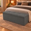 Ver imagem 1 de Calçadeira Recamier Baú 158cm para Cama Queen Toquío Vilajo:Suede Cinza