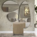 Ver imagem 1 de Puff Decorativo Viena Redondo Pé de Plastico e Tecido Linho:bege