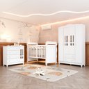 Ver imagem 1 de Quarto Bebê Completo Berço 3 em 1 Mirelle Guarda Roupa 4 Portas Cômoda 4 Gavetas 1 Porta MDF Branco