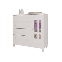 Quarto de Bebê Completo Berço Mini Cama Guarda Roupa 4 Portas e Cômoda MDF Mirelle Espresso Móveis - 5