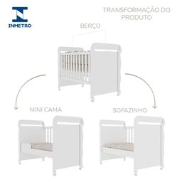 Quarto Bebê Completo Berço 3 em 1 Mirelle Guarda Roupa 4 Portas Cômoda 4 Gavetas 1 Porta MDF  - 7