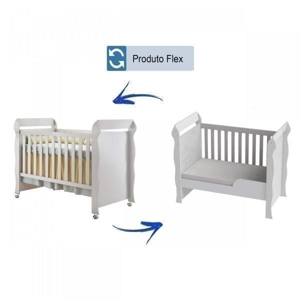 Quarto de Bebê com Guarda-Roupas 4 Portas, Cômoda Fraldário e Berço Mini Cama Ariel Mirelle Espresso Branco - 5