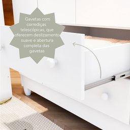 Quarto Bebê Completo Berço 3 em 1 Mirelle Guarda Roupa 4 Portas Cômoda 4 Gavetas 1 Porta MDF  - 12