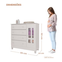 Quarto de Bebê Completo Berço Mini Cama Guarda Roupa 4 Portas e Cômoda MDF Mirelle Espresso Móveis - 8