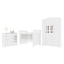 Ver imagem 3 de Quarto Bebê Completo Berço 3 em 1 Mirelle Guarda Roupa 4 Portas Cômoda 4 Gavetas 1 Porta MDF Branco