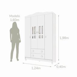 Quarto Bebê Completo Berço 3 em 1 Mirelle Guarda Roupa 4 Portas Cômoda 4 Gavetas 1 Porta MDF  - 4