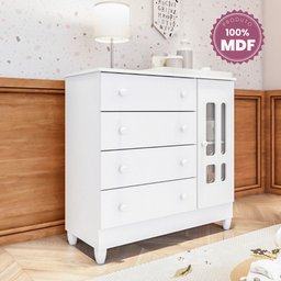 Quarto Bebê Completo Berço 3 em 1 Mirelle Guarda Roupa 4 Portas Cômoda 4 Gavetas 1 Porta MDF  - 21