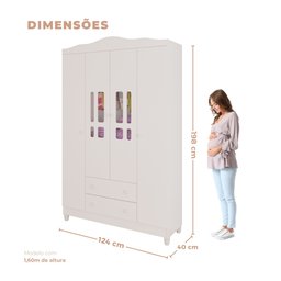 Quarto de Bebê Completo Berço Mini Cama Guarda Roupa 4 Portas e Cômoda MDF Mirelle Espresso Móveis - 7