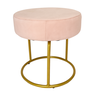 Puff Decor Veludo Rosa Dourado Redondo Puff Sala Quarto Penteadeira - 3