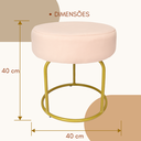 Ver imagem 5 de Puff Decor Veludo Rosa Dourado Redondo Puff Sala Quarto Penteadeira