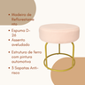 Puff Decor Veludo Rosa Dourado Redondo Puff Sala Quarto Penteadeira - 4