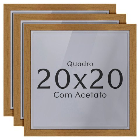 Kit 3 Unidades Moldura 20x20 Quadro com Acetato
