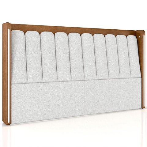 Cabeceira Cama King 195cm Luara Sintético Caramelo/Bouclê Creme Z37 - Mpozenato